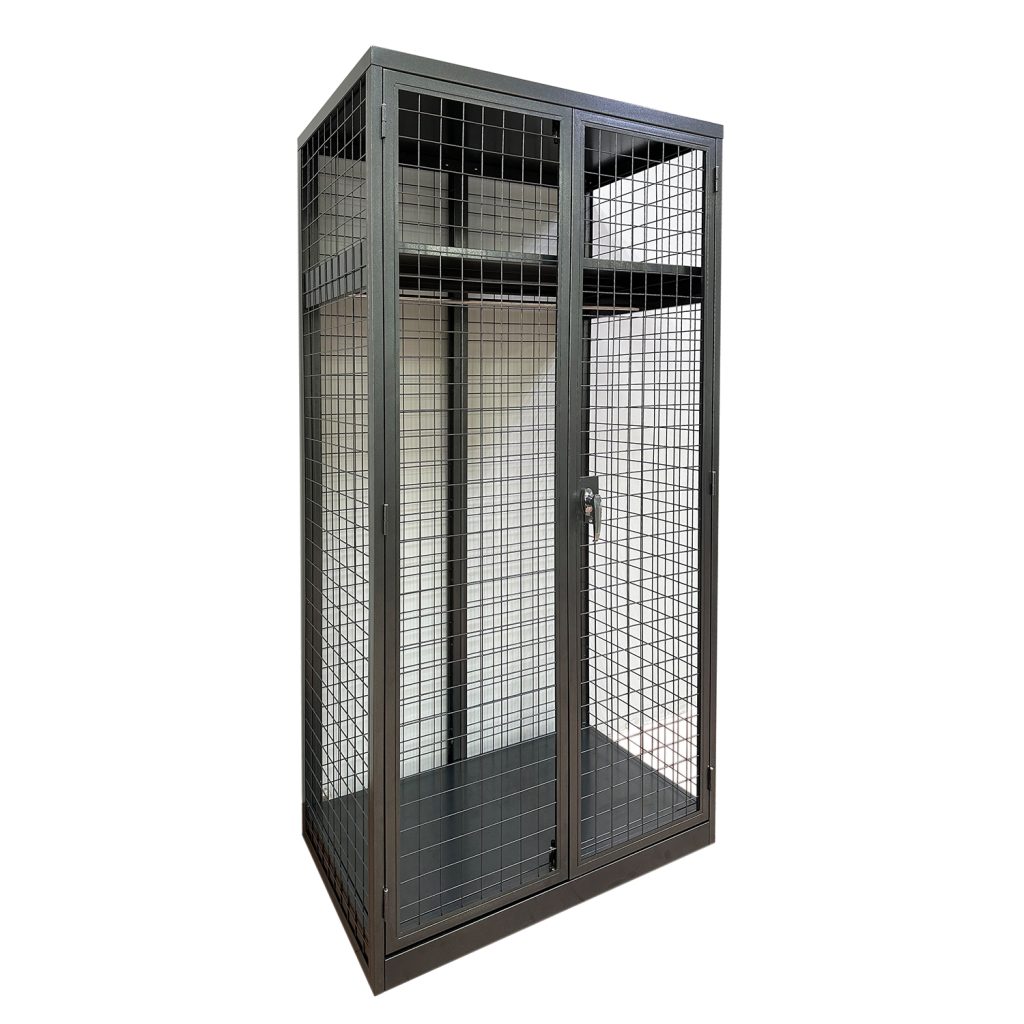 SFS Metal Mesh Locker for Clothes Storage with Two Doors in Black color-SFS-MSL-012