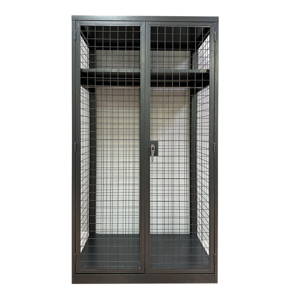 SFS Metal Mesh Locker for Clothes Storage with Two Doors in Black color-SFS-MSL-012