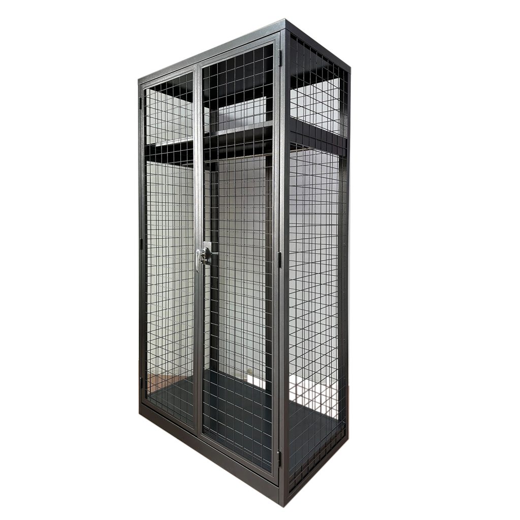 SFS Metal Mesh Locker for Clothes Storage with Two Doors in Black color-SFS-MSL-012