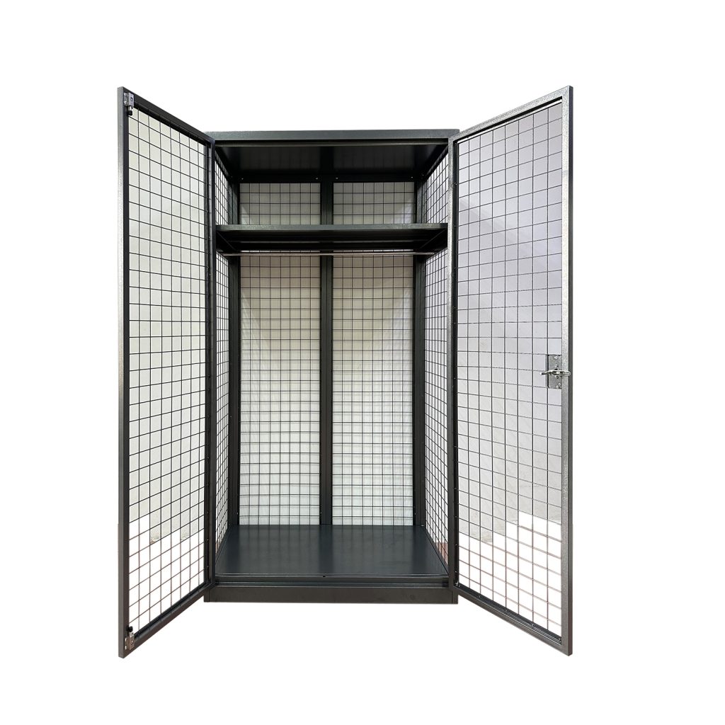 SFS Metal Mesh Locker for Clothes Storage with Two Doors in Black color-SFS-MSL-012
