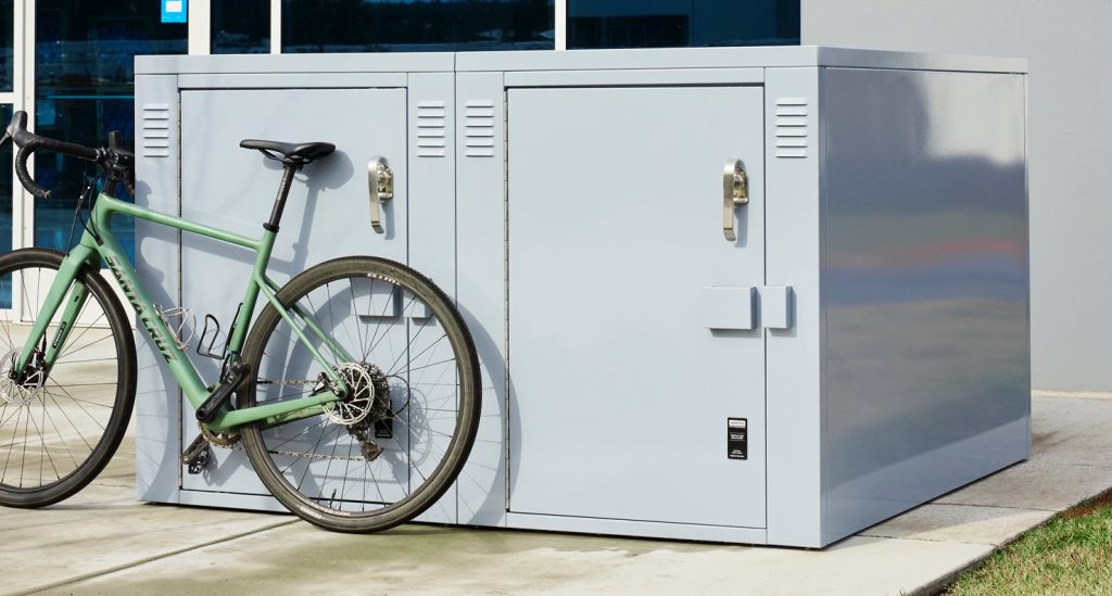 metal bike locker can be used in outdoor