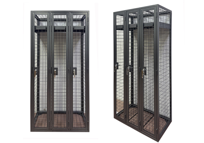 SFS Metal Wardrobe Cabinet In Wire Mesh Structure Three Doors in Black color-SFS-MSL-014