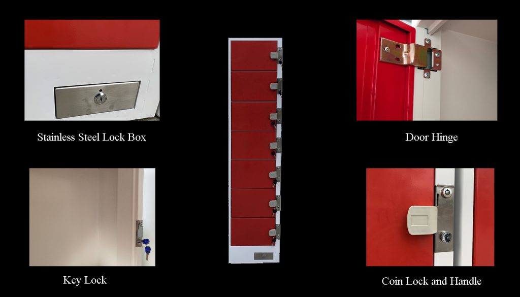 SFS Metal Coin Locker for Storage Personal Goods with 7 Doors in Red-SFS-CL-007