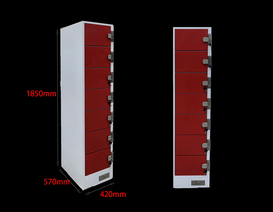 SFS Metal Coin Locker for Storage Personal Goods with 7 Doors in Red-SFS-CL-007
