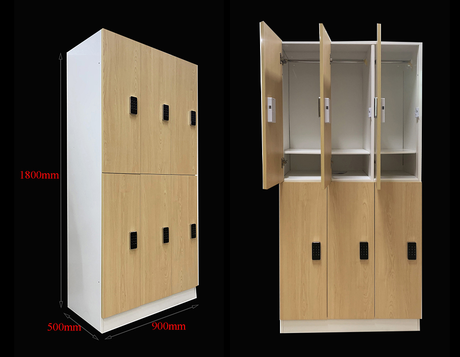SFS Metal Wardrobe Locker for Storage Clothes with Six Doors in Wood Grain-SFS-WL-022 