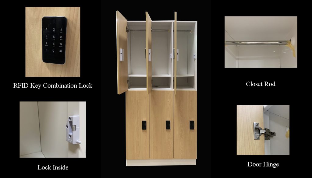 SFS Metal Wardrobe Locker for Storage Clothes with Six Doors in Wood Grain-SFS-WL-022 