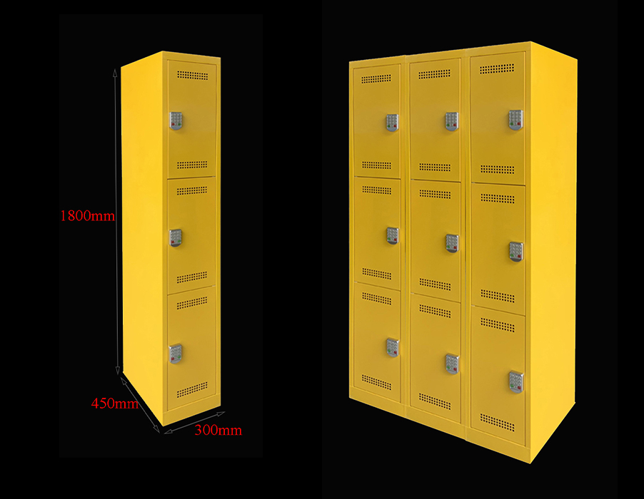 SFS-Steel-Cabinet-for-Storage-Personal-Goods-with-Three-Doors-in-Yellow-SFS-SL-013
