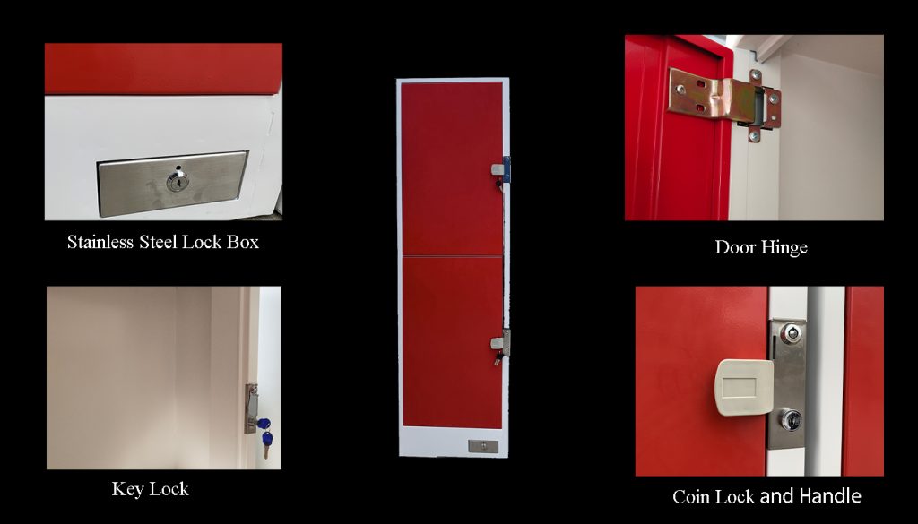 SFS Metal Coin Locker for Storage Luggages with Two-Doors in Red-SFS-CL-006