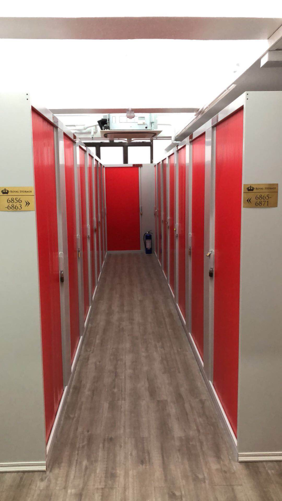 Metal storage locker with tambour doors