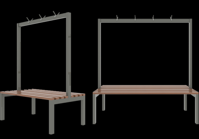 commercial locker room metal bech with hooks