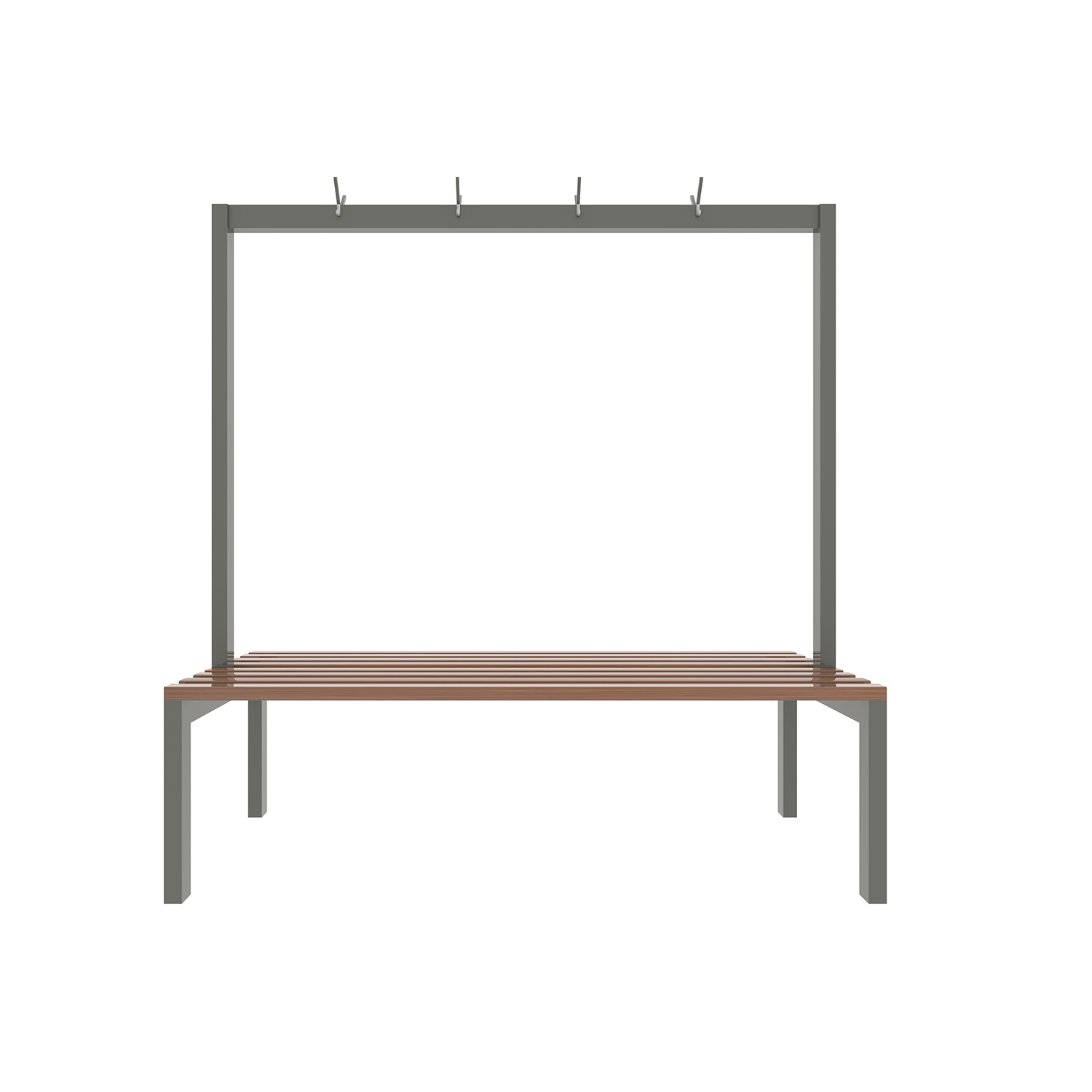 SFS Metal Locker Benches For Storage Clothes with Hooks in Grey SFS-LB-002