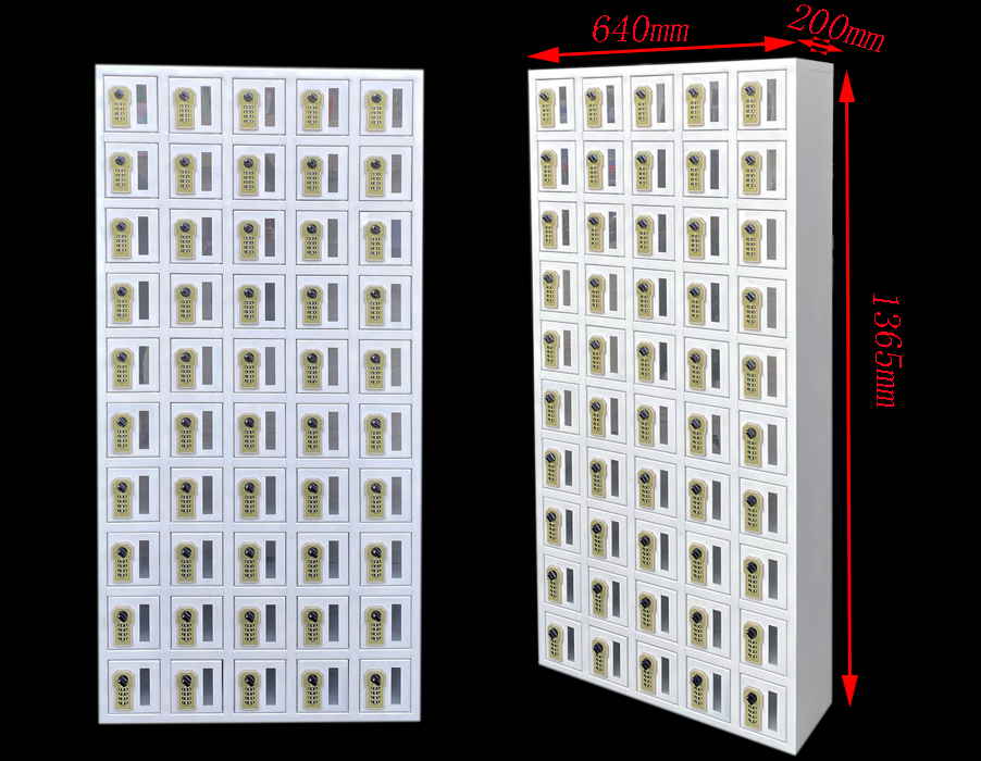 50 doors small lockers for cell phone in acrylic door-size detail