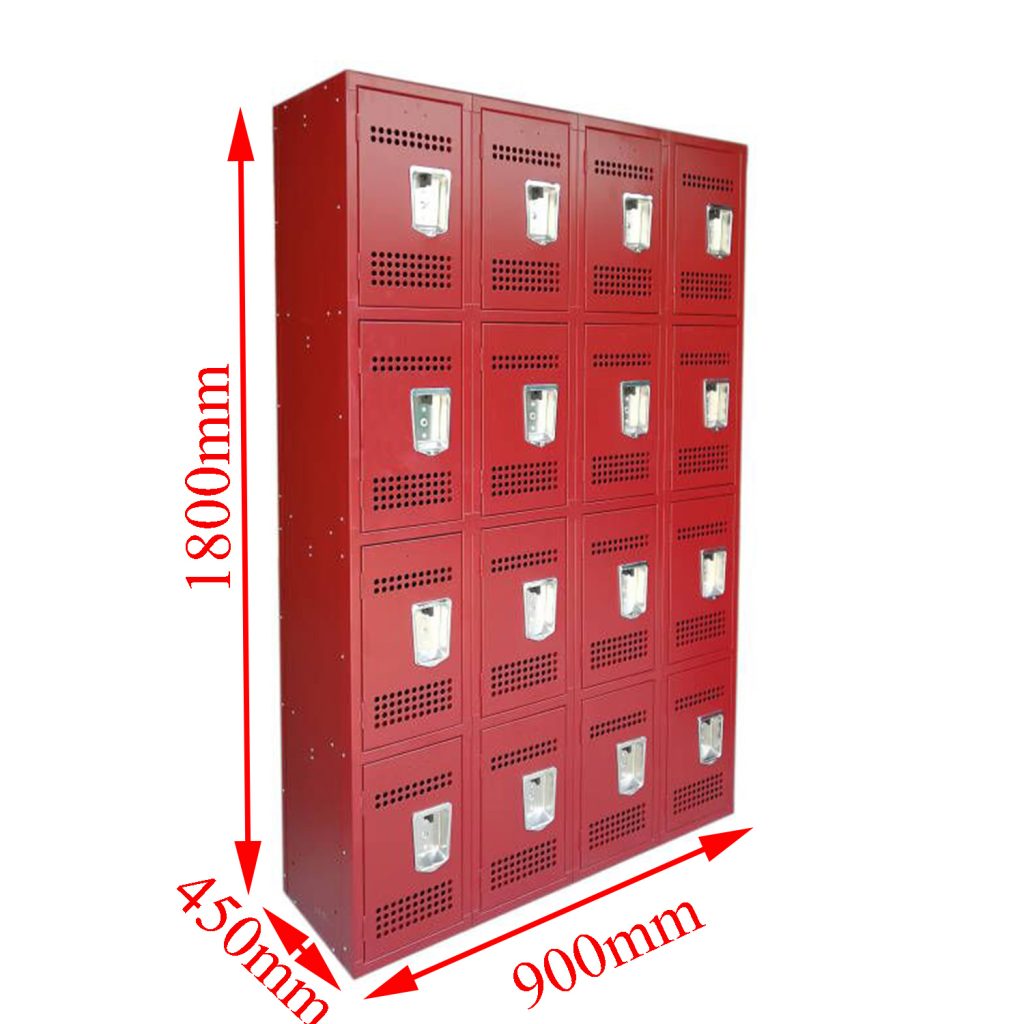 SFS Metal Locker for Storage Personal Goods for Changing Room with Sixteen Doors in Red SFS-SL-014