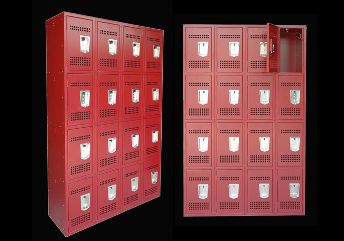 SFS Metal Locker for Storage Personal Goods for Changing Room with Sixteen Doors in Red SFS-SL-015