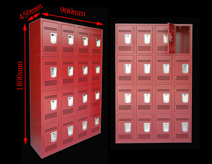 SFS Metal Locker for Storage Personal Goods for Changing Room with Sixteen Doors in Red SFS-SL-014