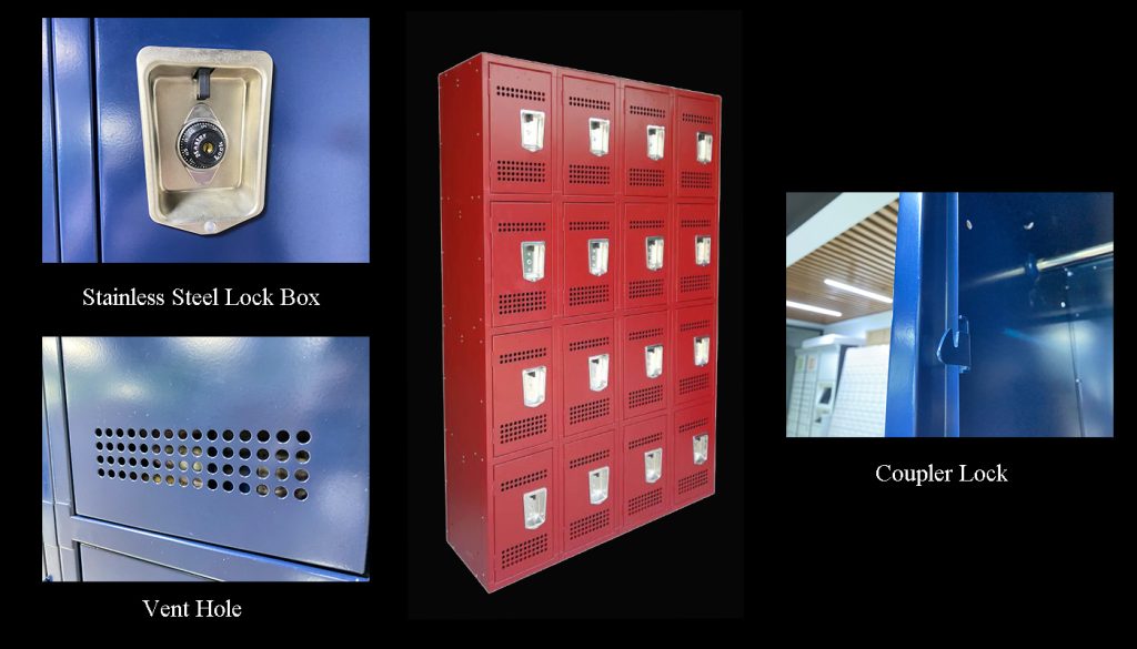SFS Metal Locker for Storage Personal Goods for Changing Room with Sixteen Doors in Red SFS-SL-014