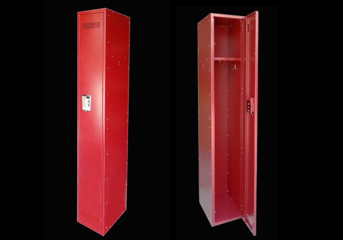 SFS Steel Mesh Wardrobe Locker for Storage Clothes with Single Door in Red SFS-WL-023