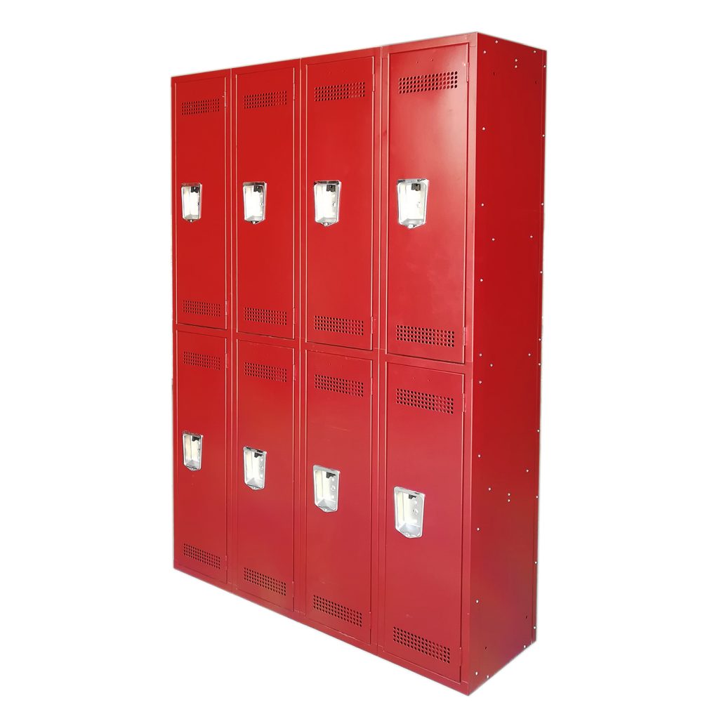 SFS Steel Mesh Wardrobe Locker for Storage Clothes with Eight Doors in Red SFS-WL-024