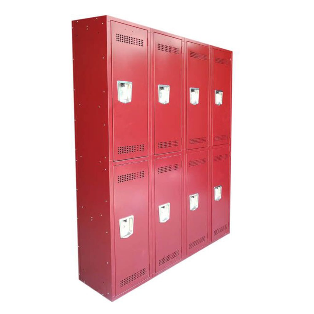 SFS Steel Mesh Wardrobe Locker for Storage Clothes with Eight Doors in Red SFS-WL-024