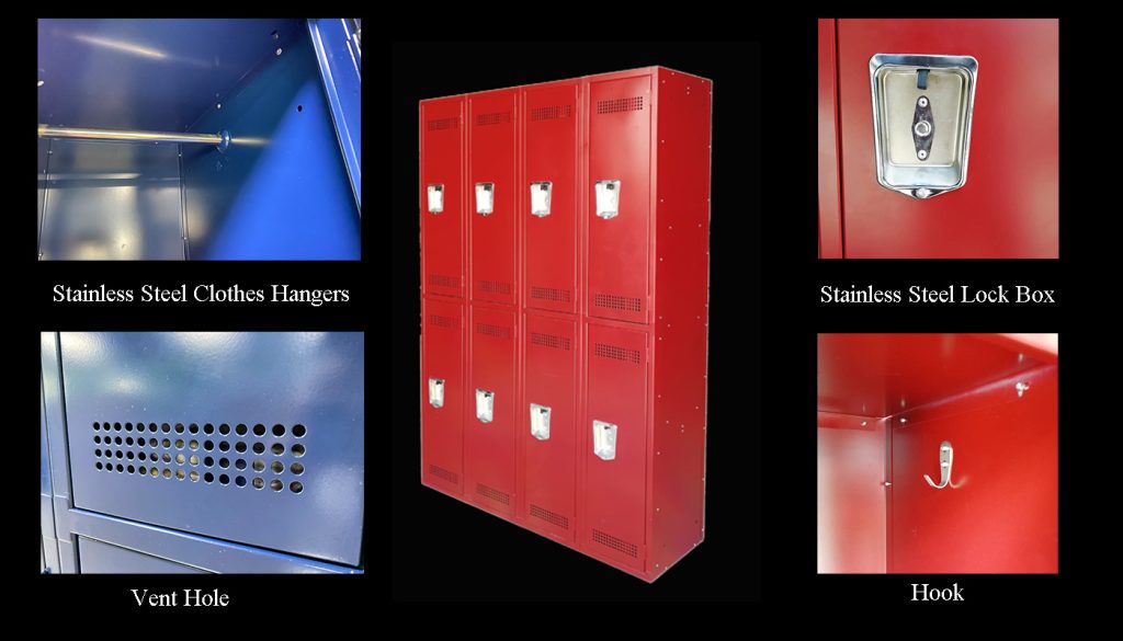 SFS Steel Mesh Wardrobe Locker for Storage Clothes with Eight Doors in Red SFS-WL-024