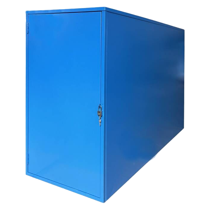 Blue single bicycle locker with padlock system