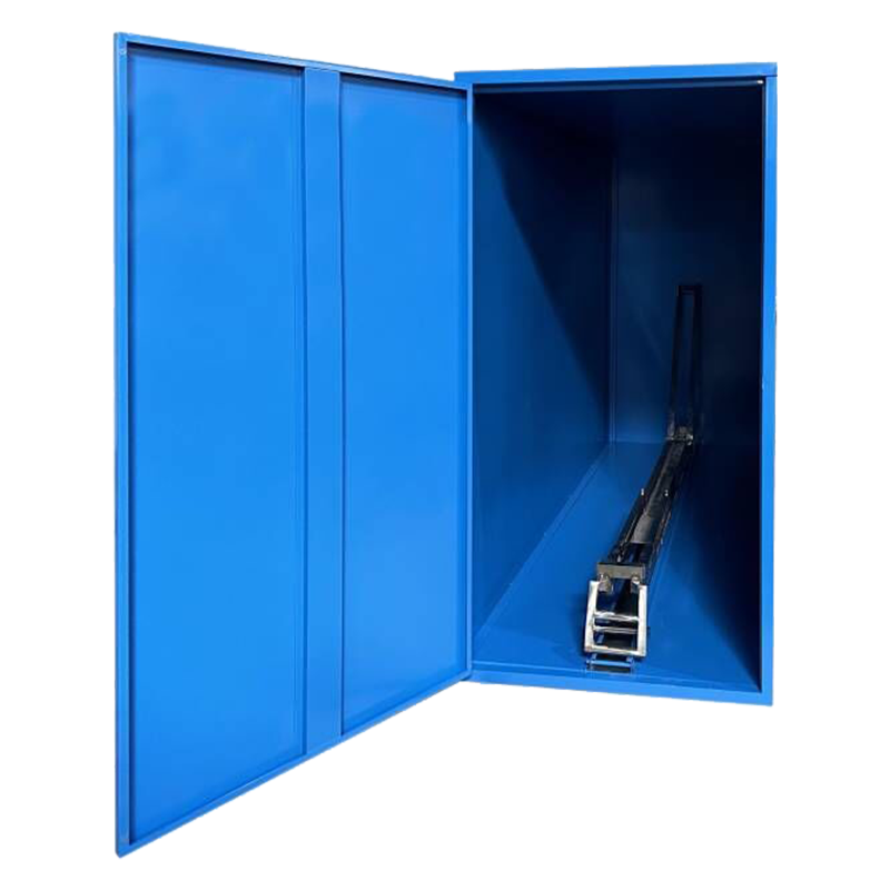 Blue single bicycle locker with padlock system
