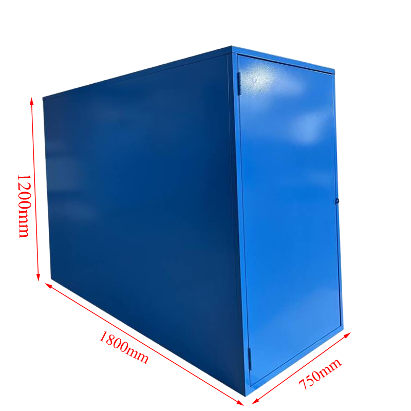 Blue single bicycle locker with padlock system