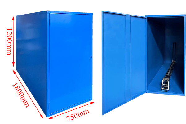 Single bicycle locker in dimension