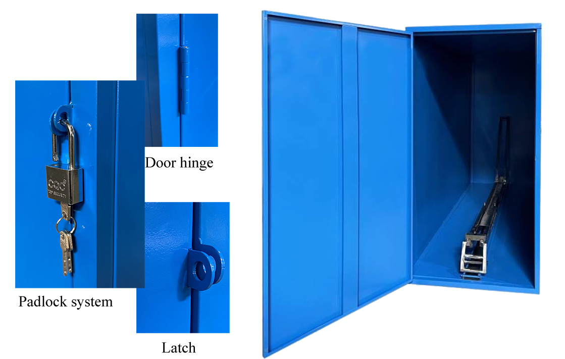 blue bicycle locker details