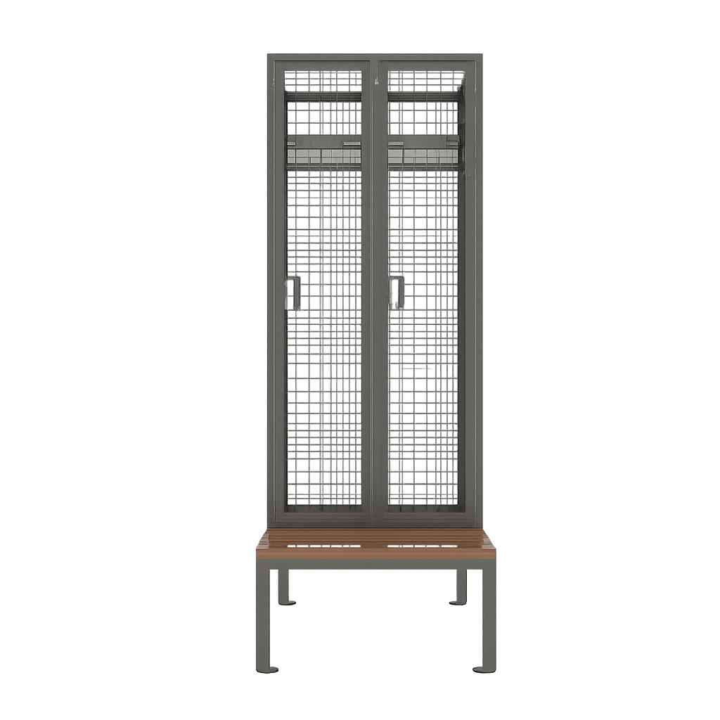 mesh wardrobe locker with bench