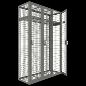Three colum mesh lockers for wardrobe storage lockers with steel shefl and haner rail