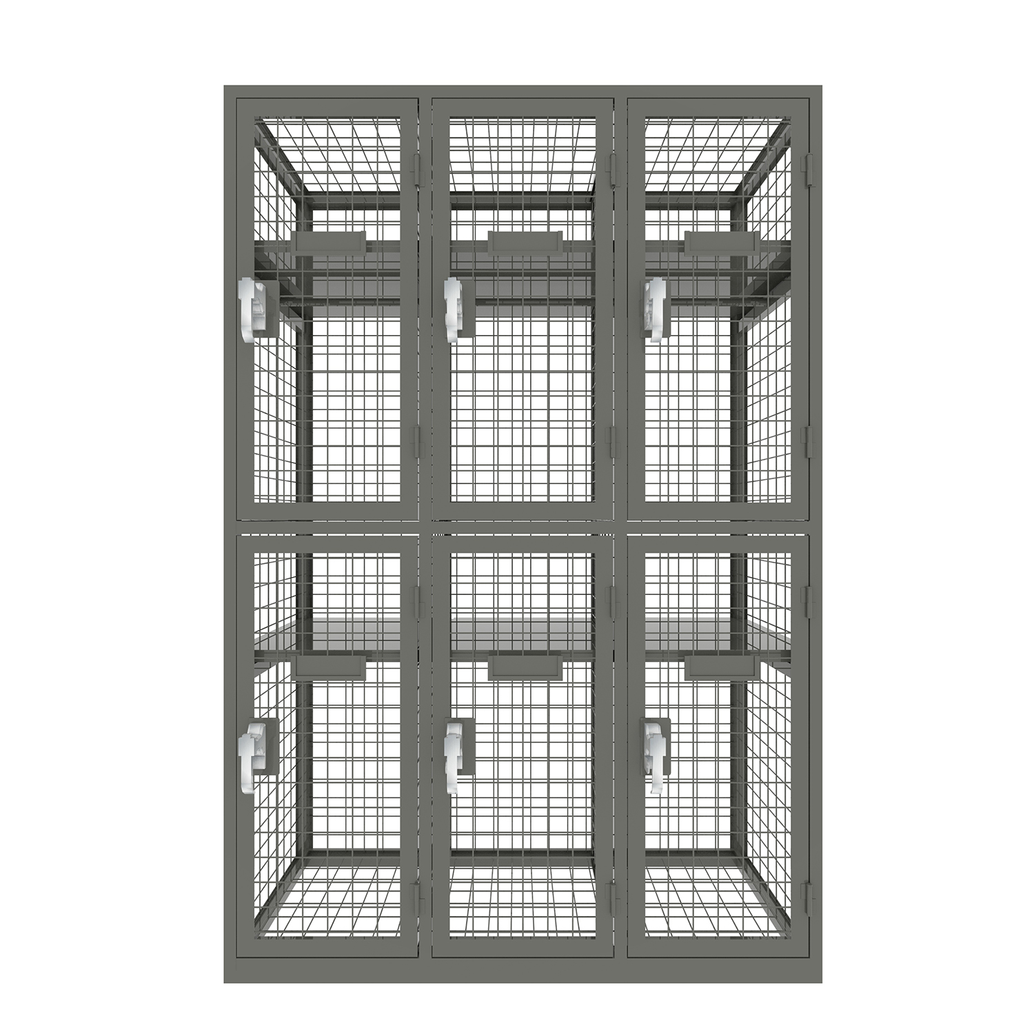 Mesh wardrobe locker in 6 doors with hanger rail and shelf