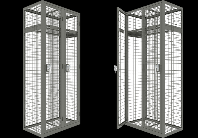 Wire mesh storage lockers for wardrobe locker with shelf and hanger rail