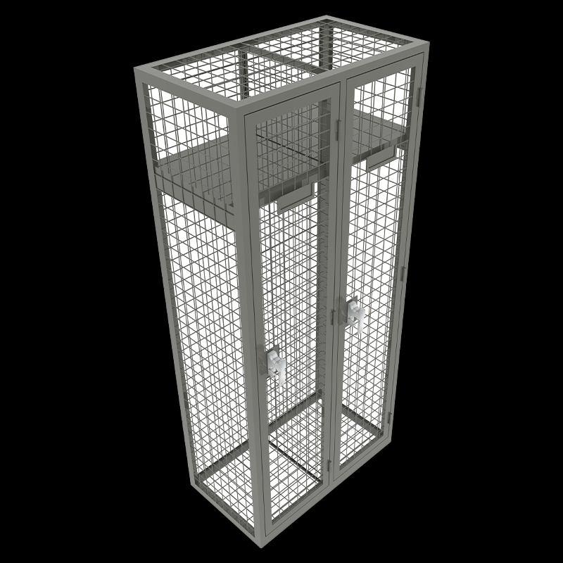 Wire mesh wardrobe storage locker in two column single door