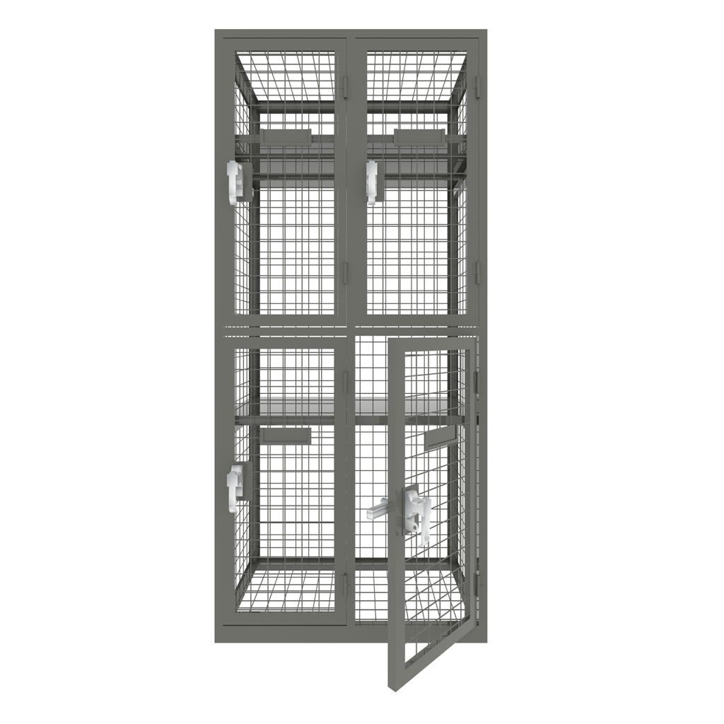 Wire mesh wardrobe storage locker in 2 tier