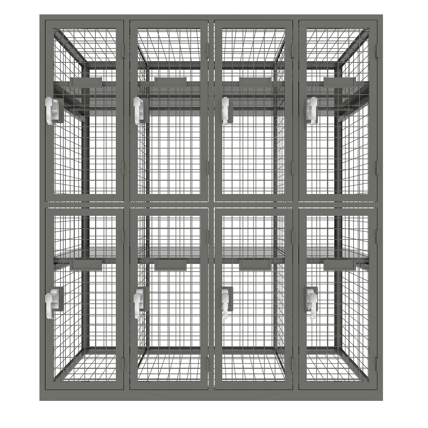 Metal wire mesh custom made storage locker in double tier wardrobe lockers.