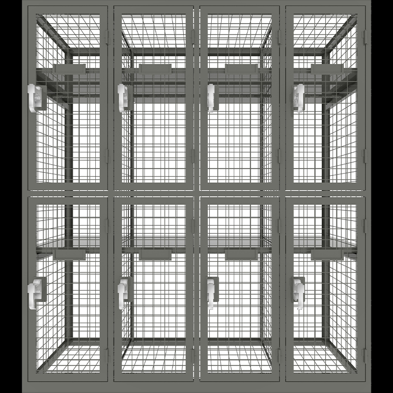 Metal wardrobe storage lockers in double tier and eight compartments 