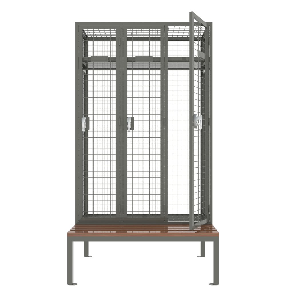 SFS mesh changing room lockers full length storage locker with bench seat sfs-msl-022
