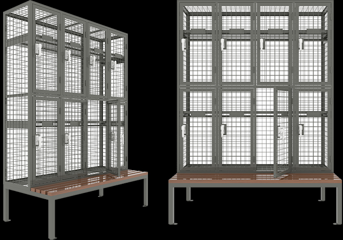 Eight compartments lockers