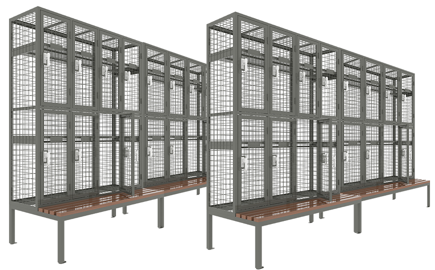 Eight compartments lockers