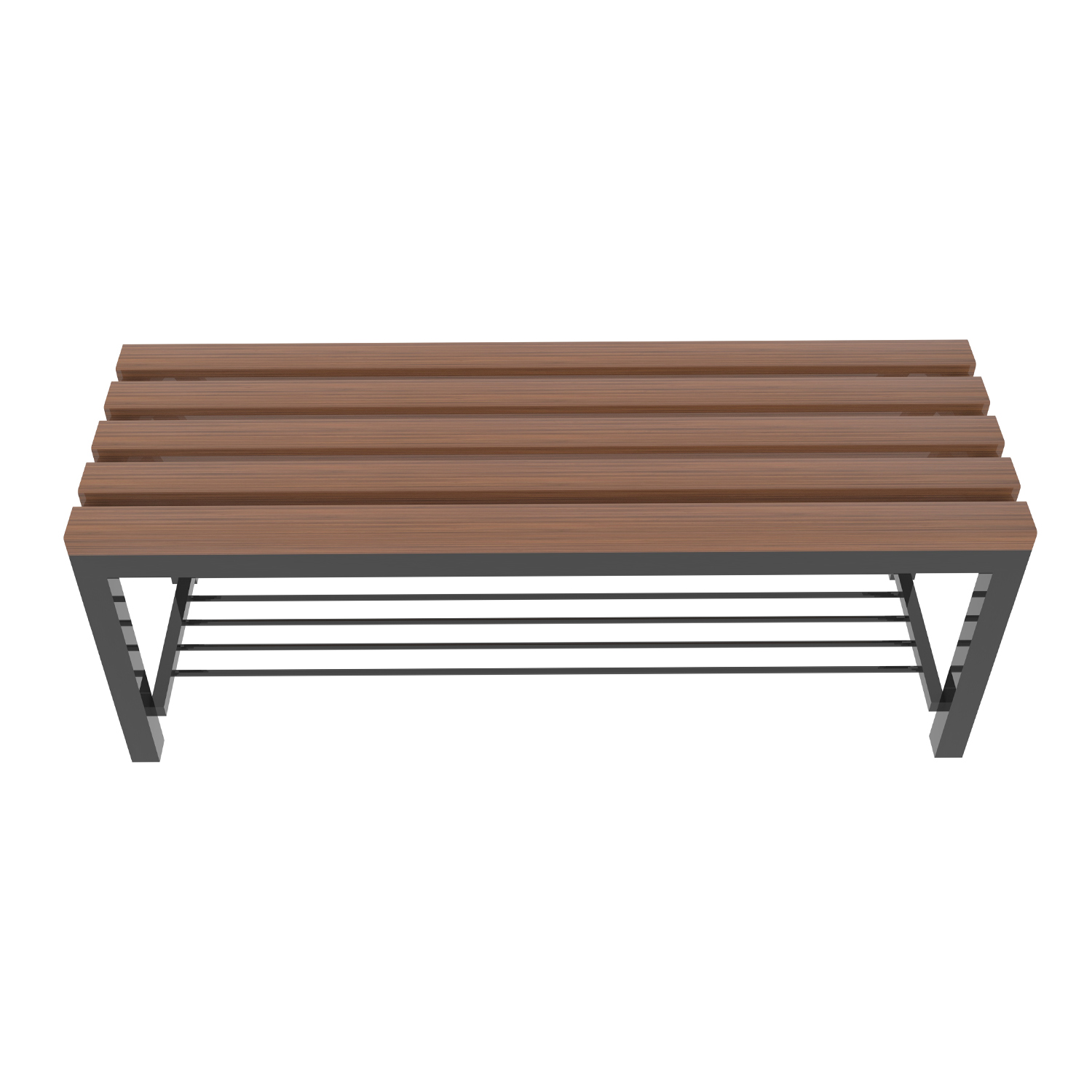 SFS Metal Locker Benches With Plastic Wooden Seating Top And Shoe Shelf in Grey SFS-LB-003