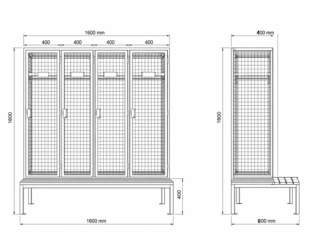 Personal effect mesh locker specifications