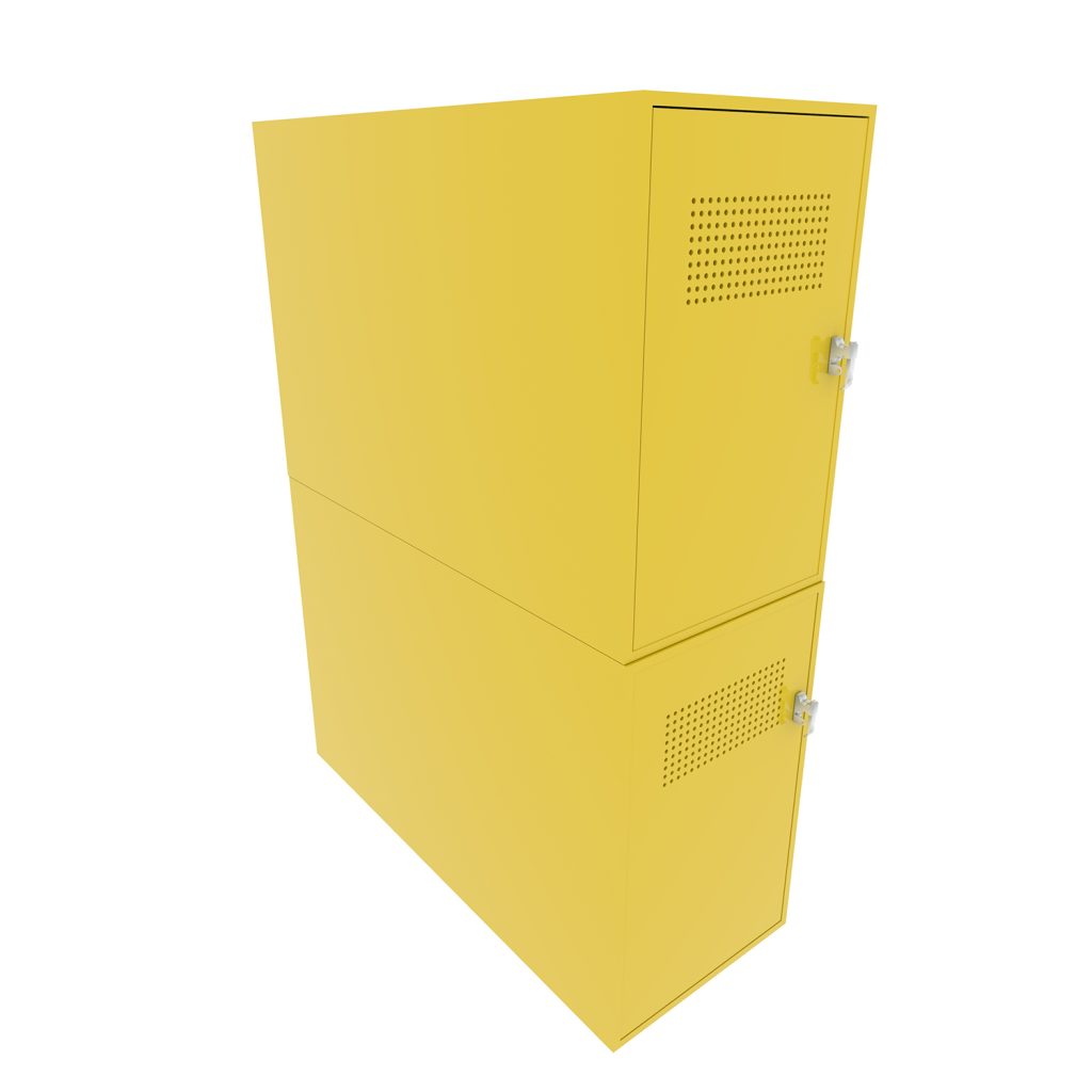 secure out door bike storage locker double tier