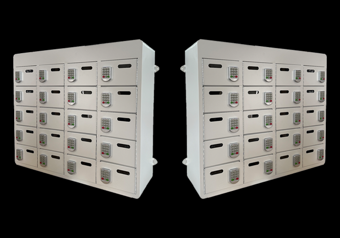 SFS Metal Charging Mobile Phone Lockers for Cell Phone Storage With 20 Doors In White Color-SFSMSL-007