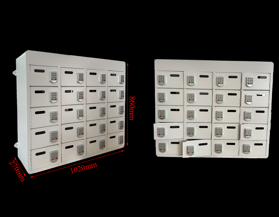 SFS Metal Charging Mobile Phone Lockers for Cell Phone Storage With 20 Doors In White Color-SFSMSL-007 