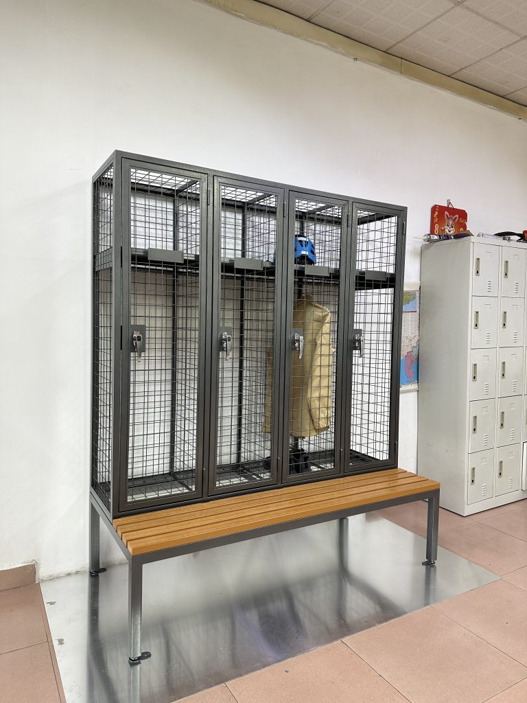 Personal mesh locker with bench