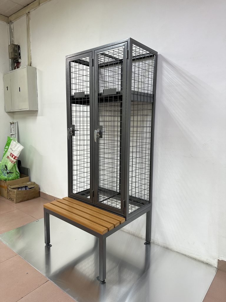 mesh locker with bench