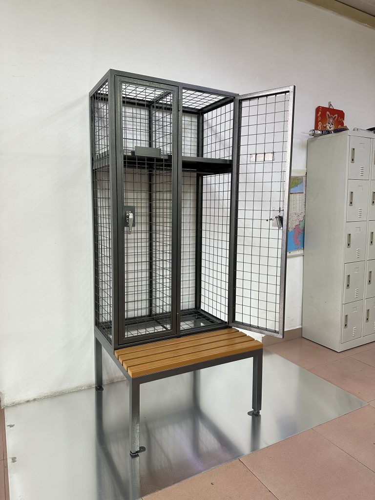mesh locker with bench