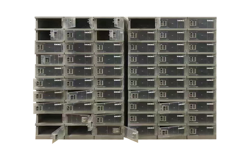 This cellphone storage locker is made by plastic.