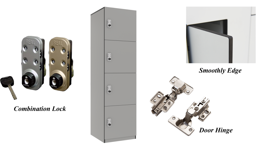 The details of 4-door phenolic locker.